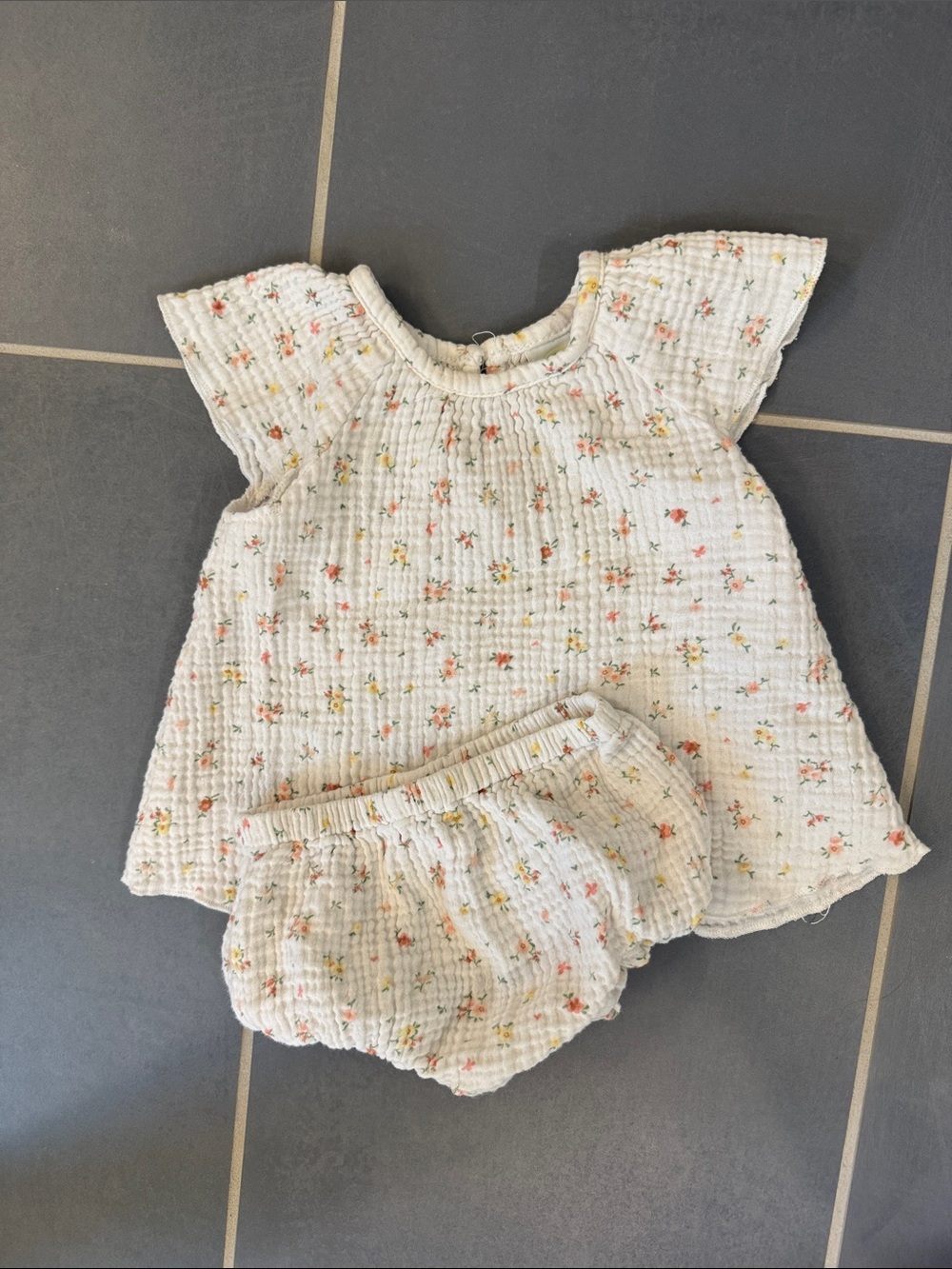 Little Me Cream Floral Muslin Set